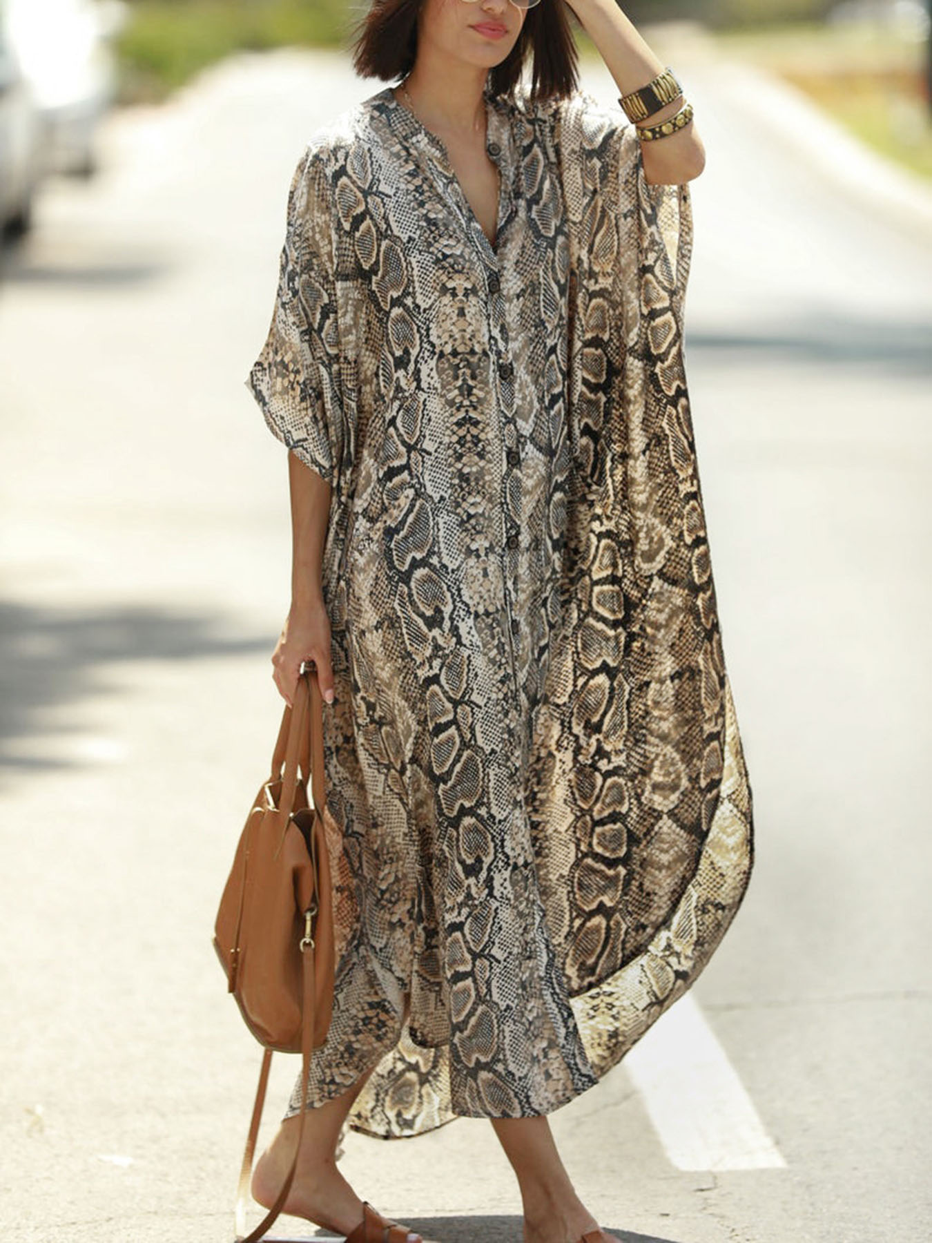 Cover Up Kaftan - غطاء شاطئ بطباعة بوهيمية | عباءة