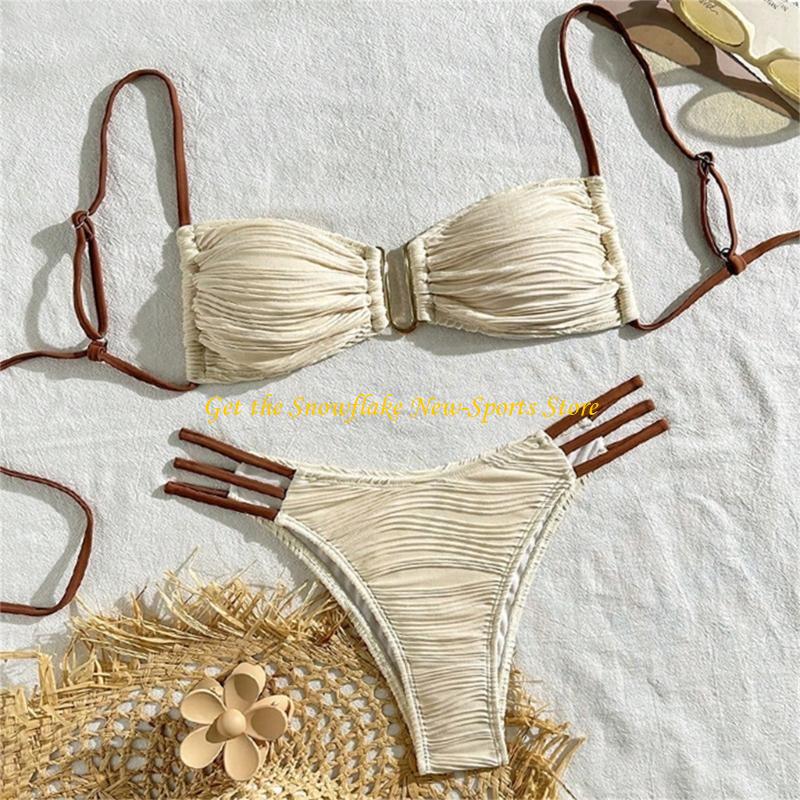 Swimsuit Bikini Ruched - ملابس السباحة E56D Ruched Bandeau للسيدات