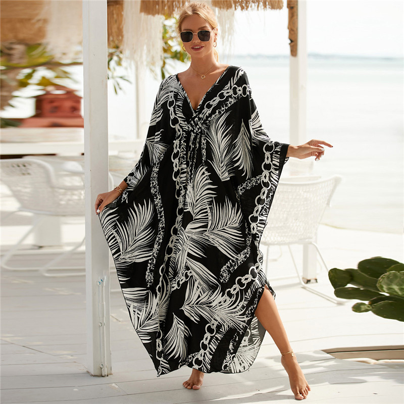 Cover Up Kaftan - فستان نسائي مقاس كبير بطبعة حيوانات