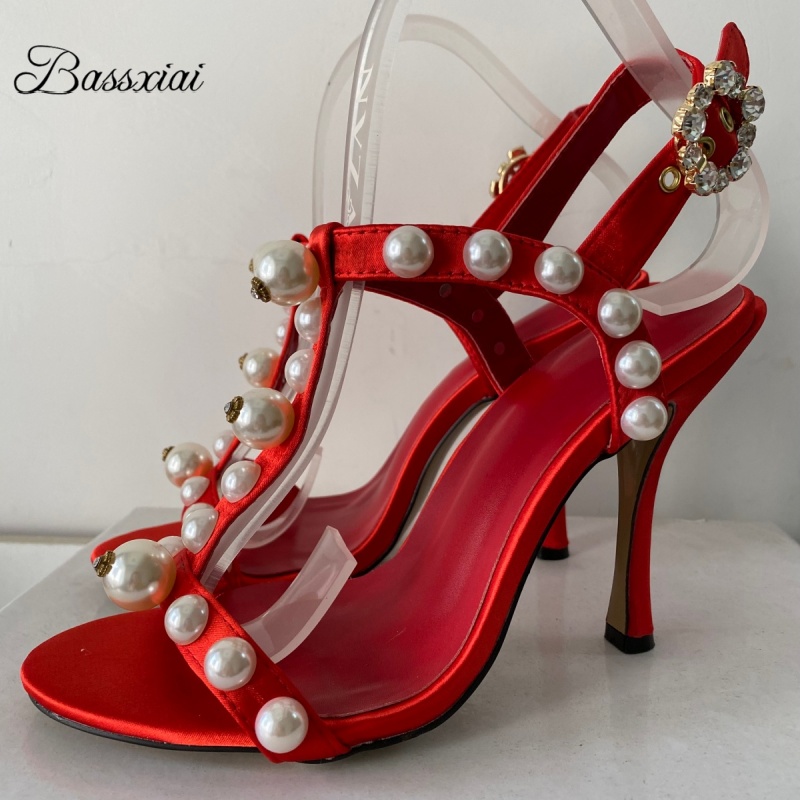 لؤلؤة حبة ديكور T-حزام خنجر كع - مراجعة Sandal Strappy Heeled وسعره