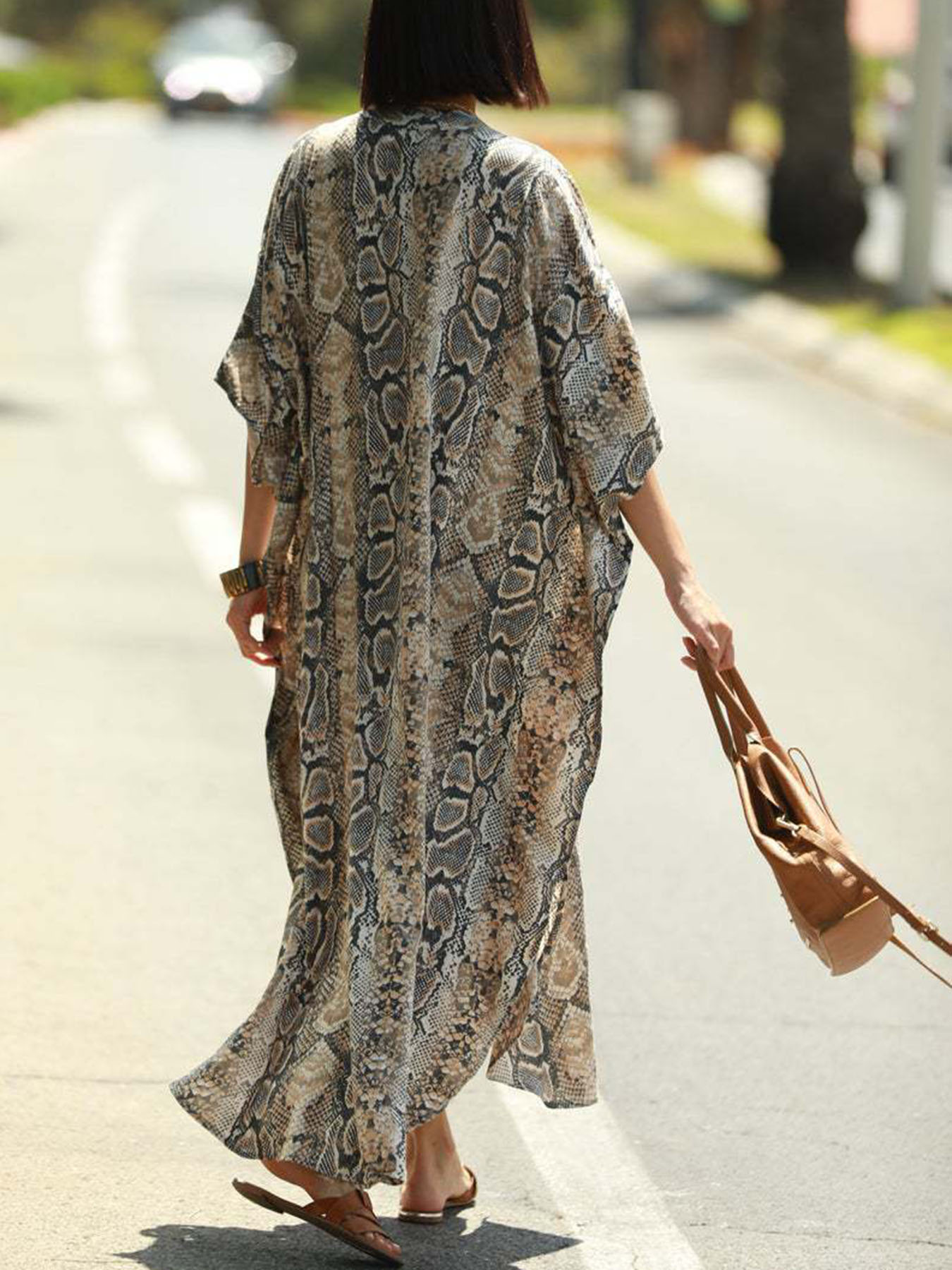 غطاء شاطئ بطباعة بوهيمية |   ع - مراجعة Cover Up Kaftan وسعره