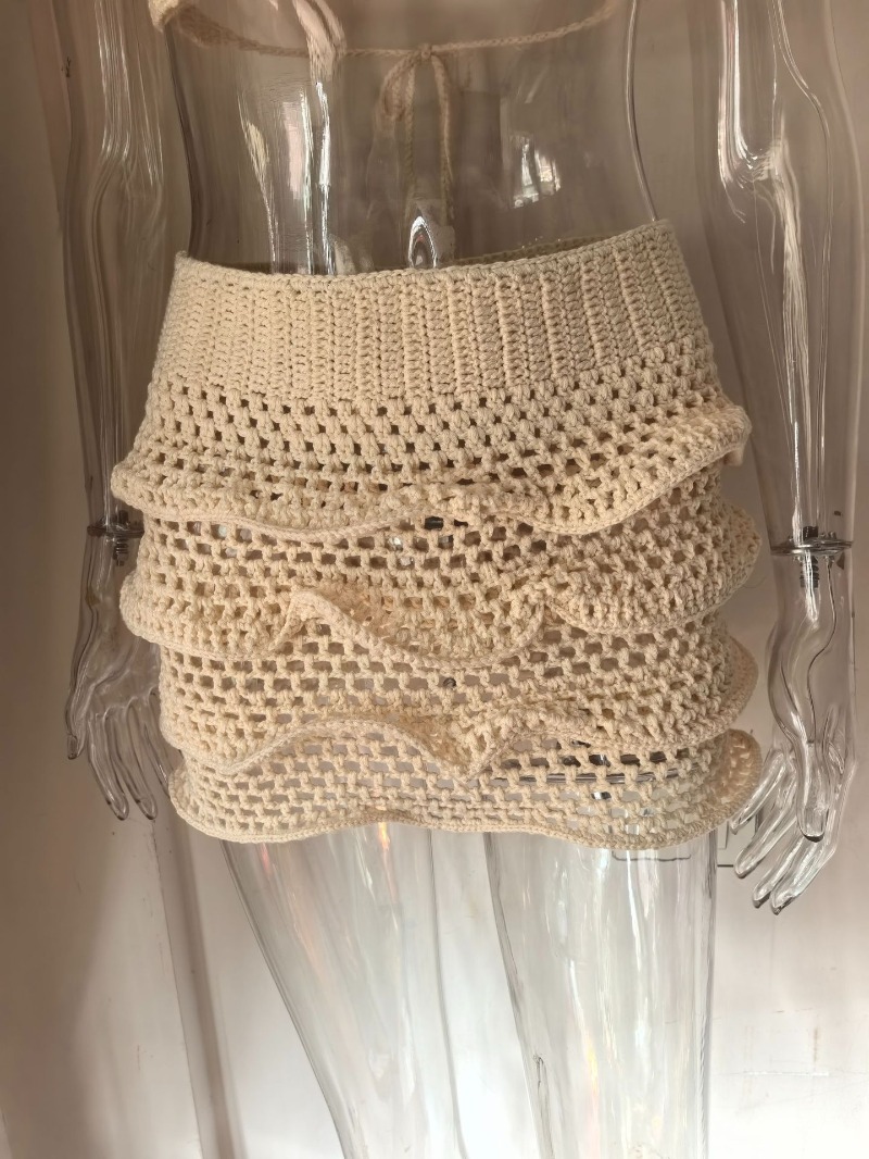 طقم نسائي من قطعتين للعطلات وا - مراجعة Crop Top Crochet وسعره