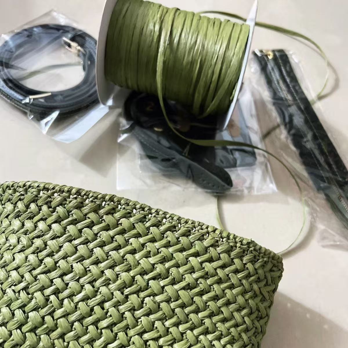 120 جرام/لفة ماتي الرافية العش - مراجعة Crochet Bag Raffia وسعره