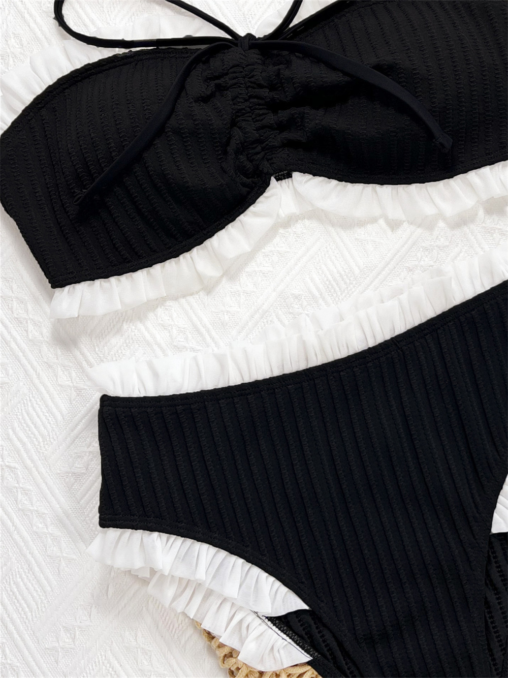 بدلة سباحة سوداء مثيرة بدون أك - مراجعة Swimsuit Bikini Ruched وسعره
