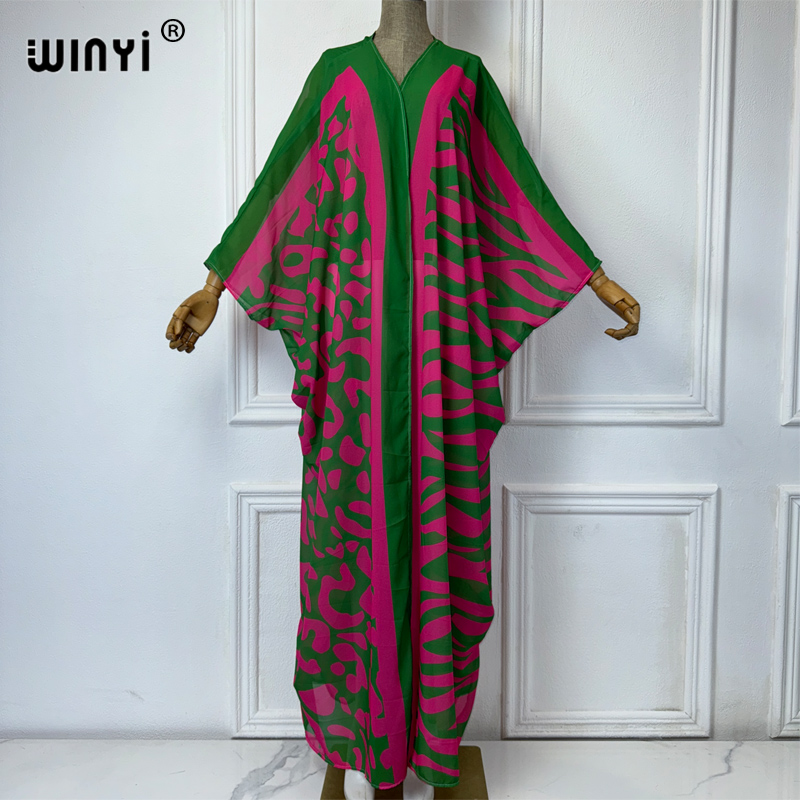 فساتين كيمونو فضفاضة بطبعة بوه - مراجعة Cover Up Kaftan وسعره