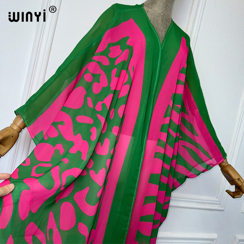 فساتين كيمونو فضفاضة بطبعة بوه - مراجعة Cover Up Kaftan وسعره