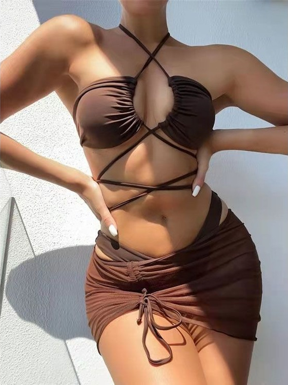 بيكيني نسائي عالي الخصر بقطعتي - مراجعة Swimsuit Bikini Ruched وسعره
