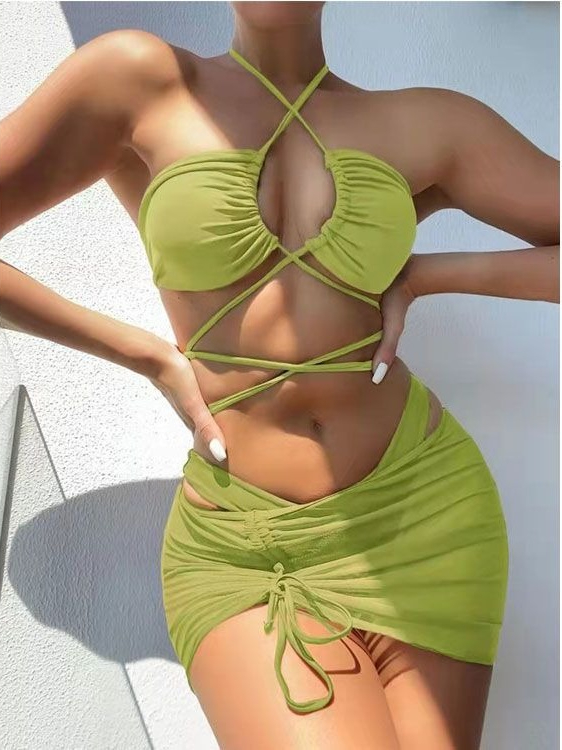 بيكيني نسائي عالي الخصر بقطعتي - مراجعة Swimsuit Bikini Ruched وسعره